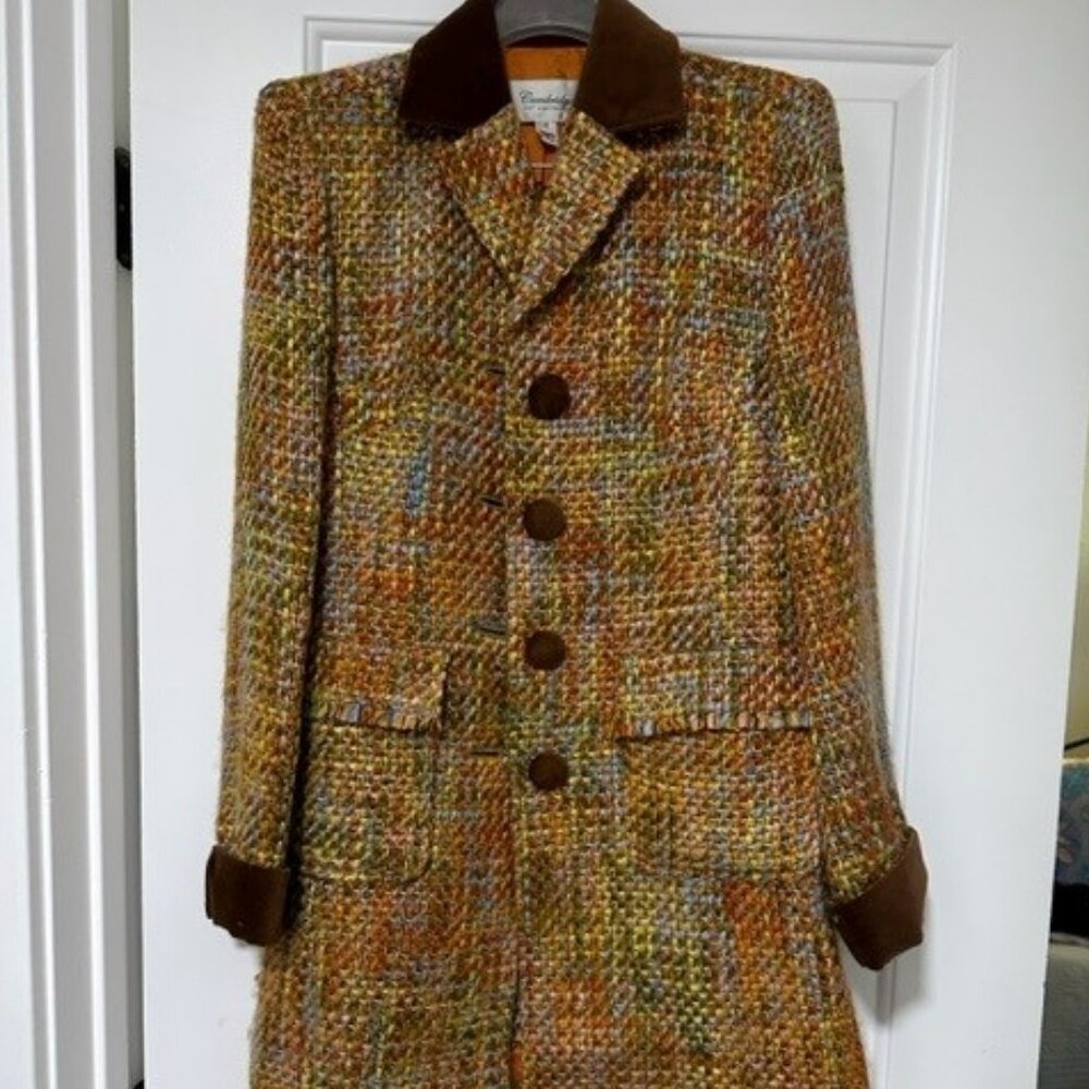Cambridge Tweed skirt and matching coat with suede trim